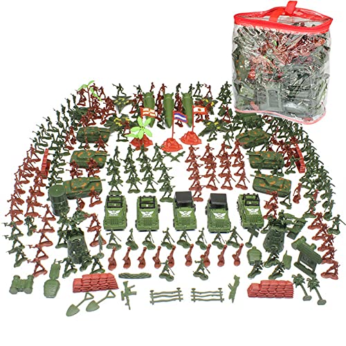 Uposao 307 piezas de figuras de juego de soldados del ejército, modelo militar, soldados, plástico, tanques, aviones, banderas, campo de batalla, figuras de soldados, juguetes, juego de juego militar