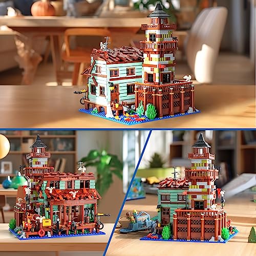 URGEAR Mini Bloques de Sujeción Pueblos de Pescadores Tienda Adulto Casa Arquitectura Bloques de Construcción Moc Juguete Set Regalo para Niños 8 9 10 11 12 años 1881pz (no Compatible con Lego)