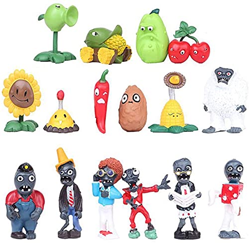 UUUPSL Plants Zombies Toys Set Series, 16 Piezas Mini Juego de Figuras Decoración Caricatura Serie de Juguetes Show de Personajes Serie de Juguetes PVC Toys Cake Topper