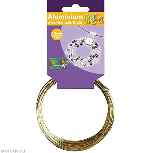 Vaessen Creative Redondo Alambre de Aluminio, Dorado (Light Gold), 0.8 mm 15 m