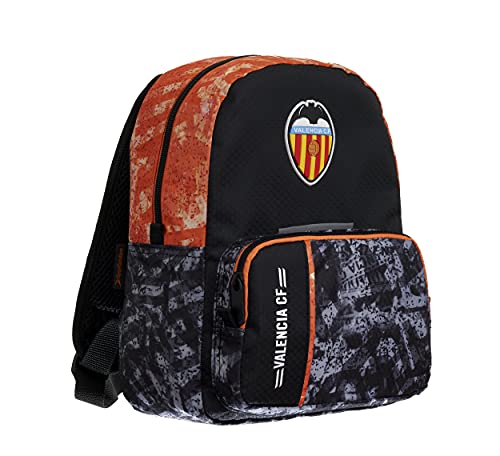 Valencia CF Mochila Escolar Infantil Dos Compartimentos Doble Cremallera – Medidas 28x22x14 cm Color Negro