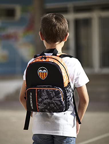 Valencia CF Mochila Escolar Infantil Dos Compartimentos Doble Cremallera – Medidas 28x22x14 cm Color Negro