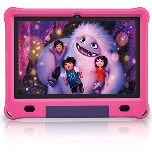 VASOUN Android 12 Tablet para Niños, Pantalla Grande IPS HD De 10 Pulgadas, 3GB+64GB, Software Infantil Preinstalado, Control Aprendizaje Juego, Tableta WiFi con Carcasa Segura para Niños (Rosa)