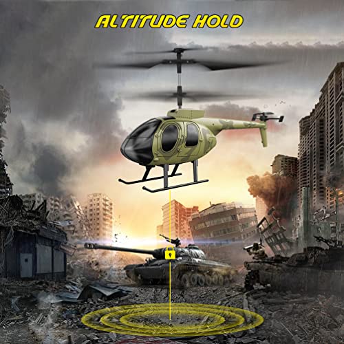VATOS Helicóptero teledirigido 2.4G: camuflaje militar RC aviones con giroscopio | 3 canales posicionados altura interior RC helicóptero juguetes regalos para niños adolescentes adultos