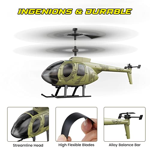VATOS Helicóptero teledirigido 2.4G: camuflaje militar RC aviones con giroscopio | 3 canales posicionados altura interior RC helicóptero juguetes regalos para niños adolescentes adultos