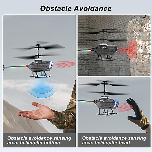 VATOS Helicóptero teledirigido para evitar obstáculos con cámara, 2,4 GHz, 3,5 CH, con luces LED, soporte de una llave para despegar, giroscopio, WiFi FPV Video en vivo para principiantes