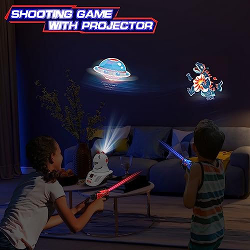 VATOS Set con Proyector, 2 Jugadores - Infrarrojos Mini Laser Tag, Pistolas para Niños 3+ - Juego Familiar Interior/Exterior, Actividad Divertida con Juguetes