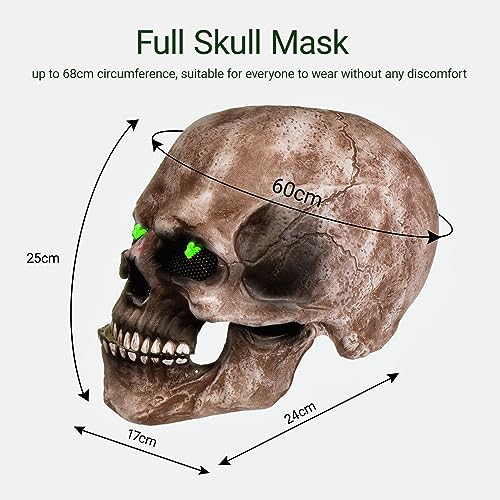 VAZILLIO Máscara de Halloween de terror, máscara de calavera hecha de látex, talla única, estilo gótico para cosplay, 20 x 17 cm