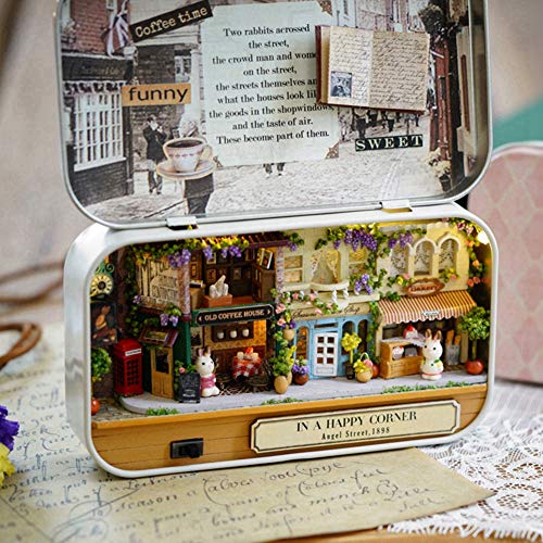 Venta Loca Caja Hecha a Mano en Miniatura de Bricolaje, casa de muñecas Good Old Time Theme Mini Doll House para Mujeres y niñas(Street Corner)