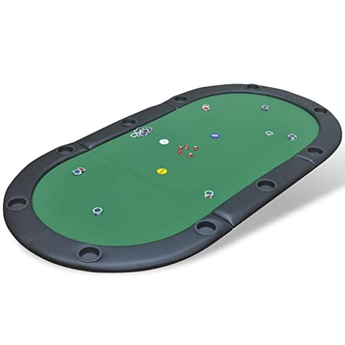 vidaXL Tablero de póker Plegable para 10 Jugadores de Color Verde Material MDF