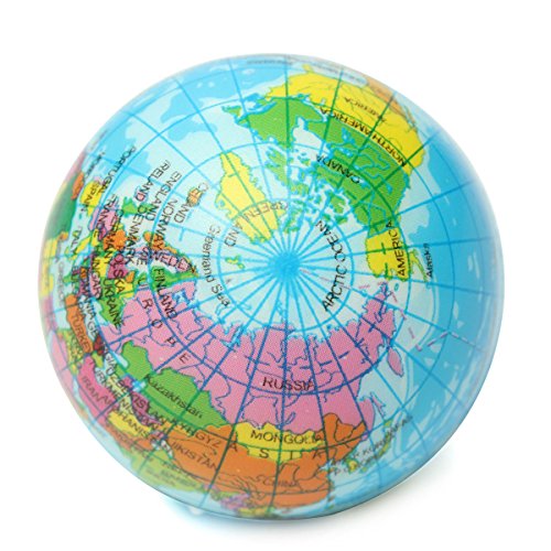 VIDOO Earth Globe Planet World Map Foam Stress Relief Bouncy Press Ball Geography Toy