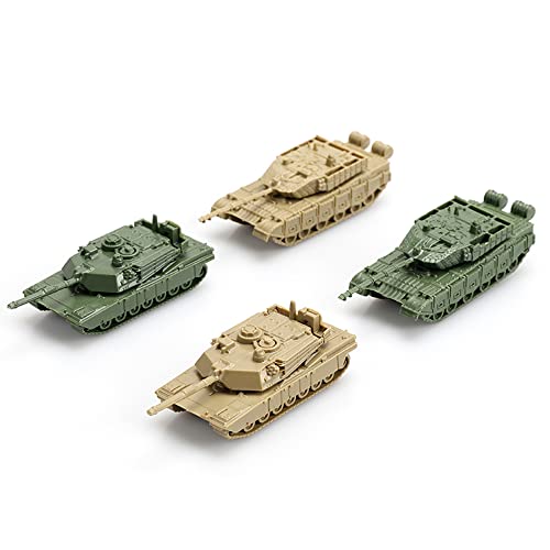 ViiKONDO Juego de tanque de juguete a escala 1/144 para hombre, 4 piezas, modelos de vehículos militares de Estados Unidos M1A2 Abrams Main Battle Tanks VS Chinese Type 99 Main Battle Tanks