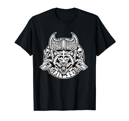 Vikingos Martillo Lobos Mitología Nórdica Disfraz Vikingo Camiseta