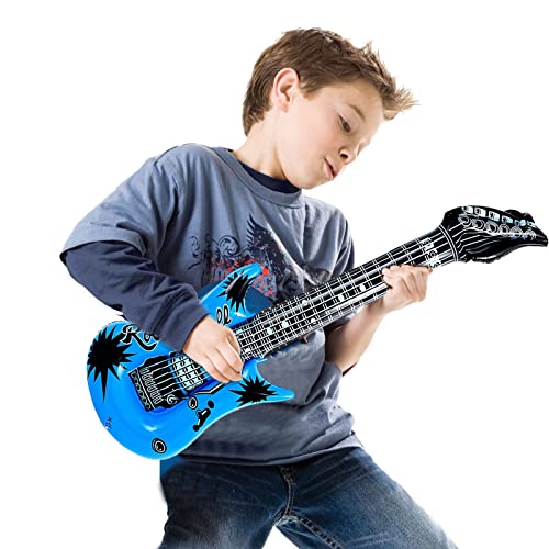 VIKSAUN 10 Piezas Inflables Rock Star Toy Set 5 Guitarras inflables 5 Micrófonos inflables Guitarra de Aire Carnaval Artículo, para Fiestas Temática Festival Juego de Roles Cosplay (10 Piezas)