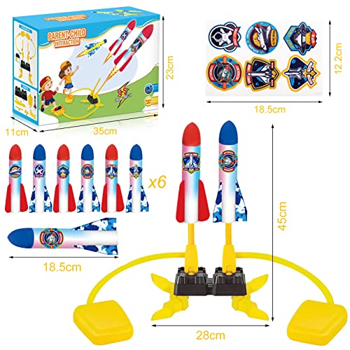 VIPNAJI Nueva versión Cohete Juguete, con 6 LED Cohetes de Espuma,Lanzador de Cohetes para niños,Juegos Jardin Juguete Cohete de Aire,Juguete al Aire Libre,Regalo para niños a Partir de 3 años