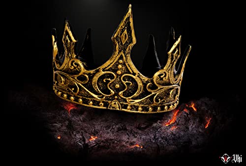 VKI® 2 Piezas Rey Medieval Corona Diadema Tiara Escenario Halloween Cosplay Corona Prop Disfraz para Adultos, Oro y Plata