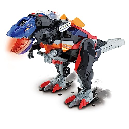 VTech - Switch&Go Dinos 4en1 Mega T-Rex SOS, Superdinosaurio combinado de tres vehículos de emergencia, Dinosaurios y figuras de acción, Juguete para niños +3 años, Versión ESP