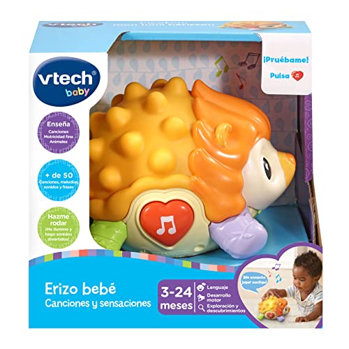 VTech VTech-80-550222 Erizo Bola bebé Canciones y sensaciones, Juguete para bebés +3 Meses, Versión ESP, Multicolor, único (3480-550222)