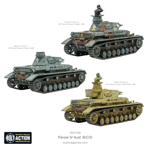 Warlord Games Panzer IV Ausf. B/C/D - 1:56/28 mm tanque modelo de escala de plástico para acción de pernos muy detalladas en miniatura de la Segunda Guerra Mundial para juegos de guerra de mesa