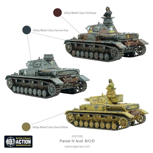 Warlord Games Panzer IV Ausf. B/C/D - 1:56/28 mm tanque modelo de escala de plástico para acción de pernos muy detalladas en miniatura de la Segunda Guerra Mundial para juegos de guerra de mesa