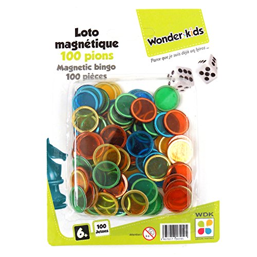 WDK Partner-100 Fichas Magnéticas para Lotería, Multicolor (A1300730) & Juego de fichas (A1300729) [Importado]