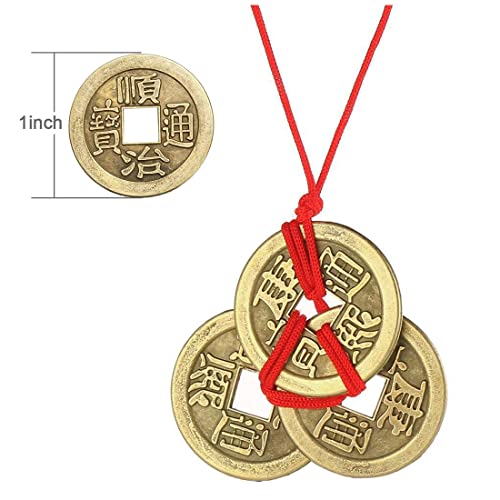 Weddhuis 10pcs Moneda de la fortuna Moneda Feng Shui Moneda I Ching Moneda roja tradicional de la suerte y el éxito Fortuna (Bronce)