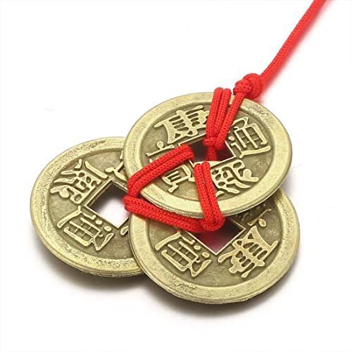Weddhuis 10pcs Moneda de la fortuna Moneda Feng Shui Moneda I Ching Moneda roja tradicional de la suerte y el éxito Fortuna (Bronce)