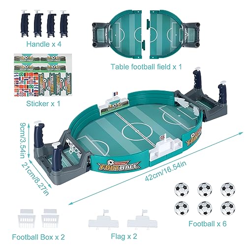 Weigudoc Mini Juego de Fútbol 6 Bolas de Fútbol Juguetes de Mesa para Dos Juegos de Mesa de Fútbol Copa del Mundo Favor de Fiesta Juguetes Educativos Interactivos para Niños y Adultos (Green)