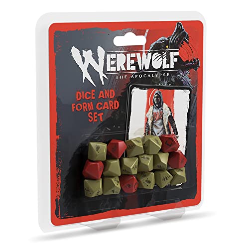 Werewolf: The Apocalypse 5ª edición juego de rol dados y formas juego de cartas – Accesorio RPG, contiene 17 dados y 5 cartas