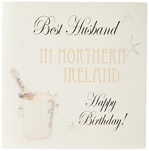 WHITE COTTON CARDS – Tarjeta Mejor Marido en Irlanda del Norte Happy Birthday con cubitera de champán