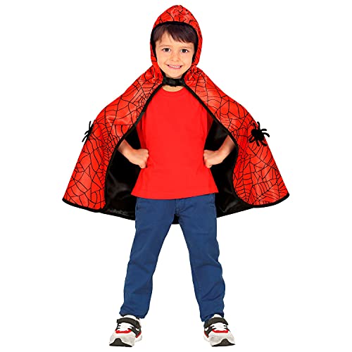 Widmann 10666 - Capa reversible con capucha para niños, araña en red o murciélago, fiesta temática, carnaval, Halloween