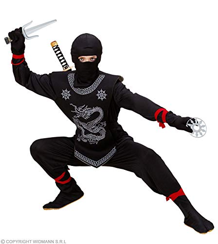Widmann 27271 - Juego de armas ninja, compuesto por una espada con vaina, dos dagas y dos shurikens, para fiestas de carnaval o temáticas