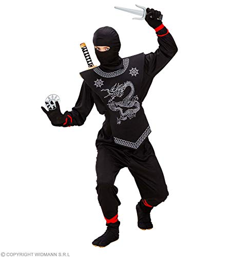 Widmann 27271 - Juego de armas ninja, compuesto por una espada con vaina, dos dagas y dos shurikens, para fiestas de carnaval o temáticas