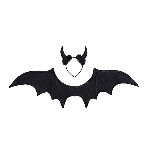 Widmann - Juego de disfraces de Diablo, alas y cuernos de diablo, Satanás, demonio, accesorios, Halloween