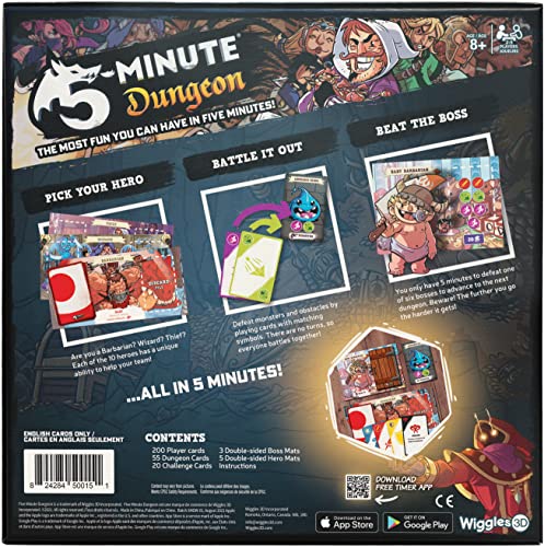 Wiggles 3D - Mazmorra de 5 minutos | Un juego de cartas caótico, cooperativo, en tiempo real, juego de mesa de ritmo rápido, para familias, edades de 8 años en adelante | 2-5 jugadores