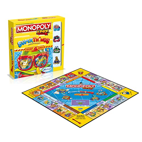 Winning Moves Monopoly - Juego de Mesa de Las Propiedades Inmobiliarias - ¡Incluye Exclusivos Personajes de Super Things! - Versión en Español (WM01847-SPA-6)