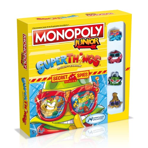 Winning Moves Monopoly - Juego de Mesa de Las Propiedades Inmobiliarias - ¡Incluye Exclusivos Personajes de Super Things! - Versión en Español (WM01847-SPA-6)