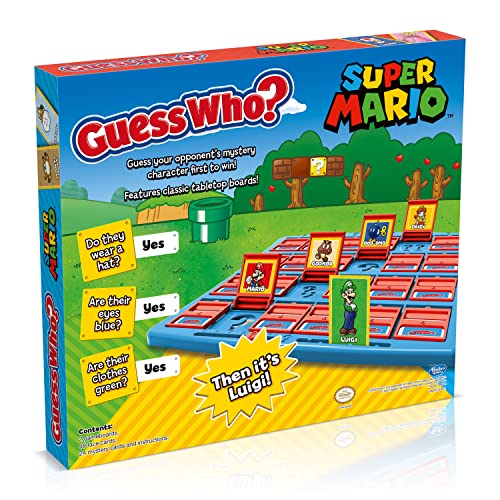Winning Moves Super Mario Guess Who? Juego de mesa, juega con personajes clásicos de Nintendo incluyendo Mario, Luigi, Peach, Bowser y Donkey Kong, 2 jugadores es un gran regalo para mayores de 6 años