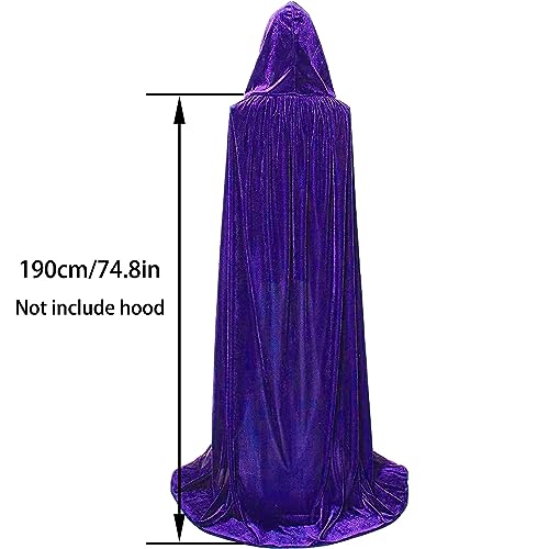 Winwild Capa de Terciopelo con Capucha de Disfraces de Vampiro Señoras Caballeros Adulto para Carnaval Halloween Cosplay Costume(Purple,190cm)
