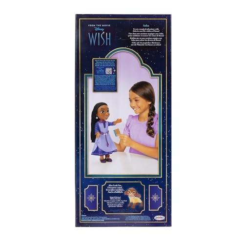 Wish Disney, Poder de los Deseos, muñeca Grande ASHA de 38 cm con su Atuendo icónico y Diario, Juguete, 3 años