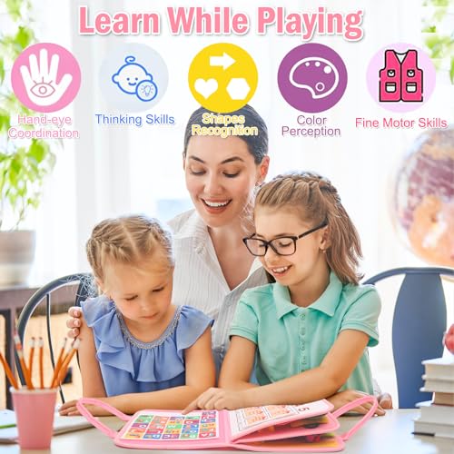 Withosent Busy Board Toddler, 4 Capas Juguetes Montessori, Tablero Sensorial Montessori Activity Board, Aprende a Vestir Educación Temprana para Niños de 3 4 Años