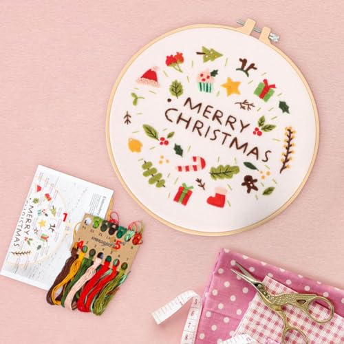 Wmool Bolsa de material de bordado para principiantes de la serie de Navidad, 24 días, hecha a mano, juego de manualidades de Navidad, regalo para amantes, año nuevo