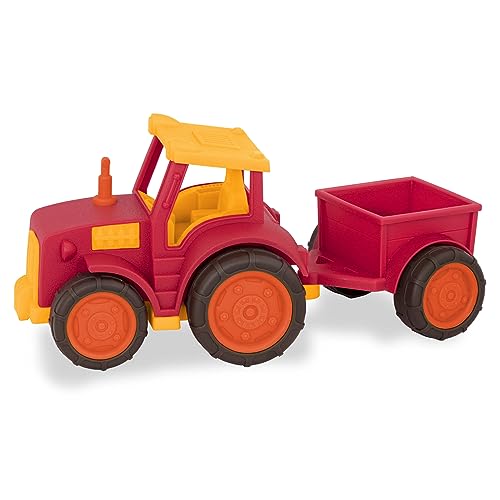 Wonder Wheels by Battat-Vehículo Tractor pequeños con Remolque Desmontable para niños de 1 año en adelante (7 Piezas) Wonder Wheels VE1018Z, Color Rojo