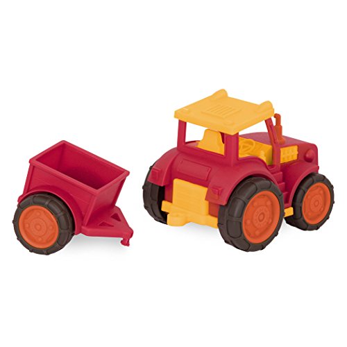 Wonder Wheels by Battat-Vehículo Tractor pequeños con Remolque Desmontable para niños de 1 año en adelante (7 Piezas) Wonder Wheels VE1018Z, Color Rojo