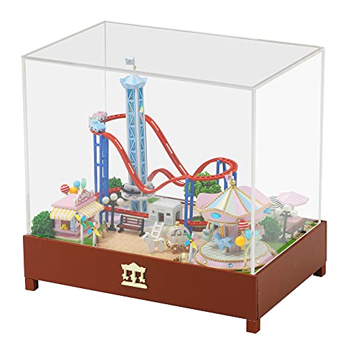 WonDerfulC Juego de Atracciones 3D ensamblado Puzzle Casa de Juguetes Miniatura de Madera Casa de Muñecas Kit Caja de Música Regalo Creativo para Navidad Cumpleaños (Posavasos)