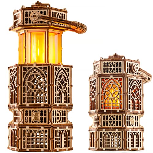 Wood Trick Antique Lantern Luminous 3D Rompecabezas de Madera para Adultos para armar - Iluminación de 2 Modos - Proyecto de Bricolaje de ingeniería, Modelos de Rompecabezas mecánicos 3D para Adultos