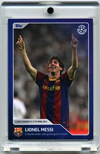 World Trading Cards - Cromos Futbol - Lionel Messi - GOL UCL Real Madrid - #013 - Cartas de Futbol - Coleccion Topps & Panini - Estuche Magnetico y Funda Protectora - Tarjeta Edicion Limitada