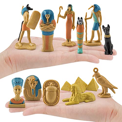 WUSHUN Antiguo Egipto Dios Egipcio | Egipto 12 Figuras - Juguetes egipcios para niños, decoración egipcia para el hogar