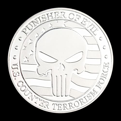 YAOWEN 2PCS United States Counter Terrorism Force Souvenir Silver Plated Coin Punisher of Evil Commemorative Coin Challenge Coin