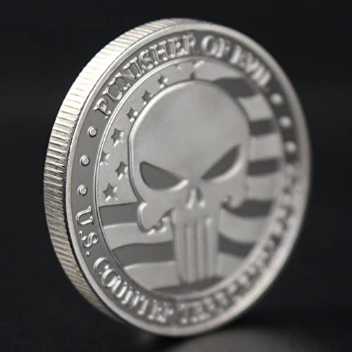 YAOWEN 2PCS United States Counter Terrorism Force Souvenir Silver Plated Coin Punisher of Evil Commemorative Coin Challenge Coin